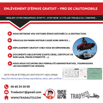 Service enlevement destruction epave gratuit