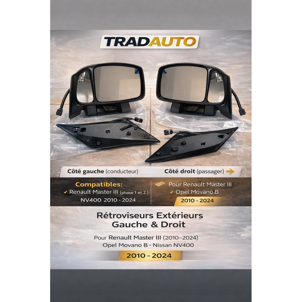 Retroviseur droit passager gauche conducteur master 3 movano nv400